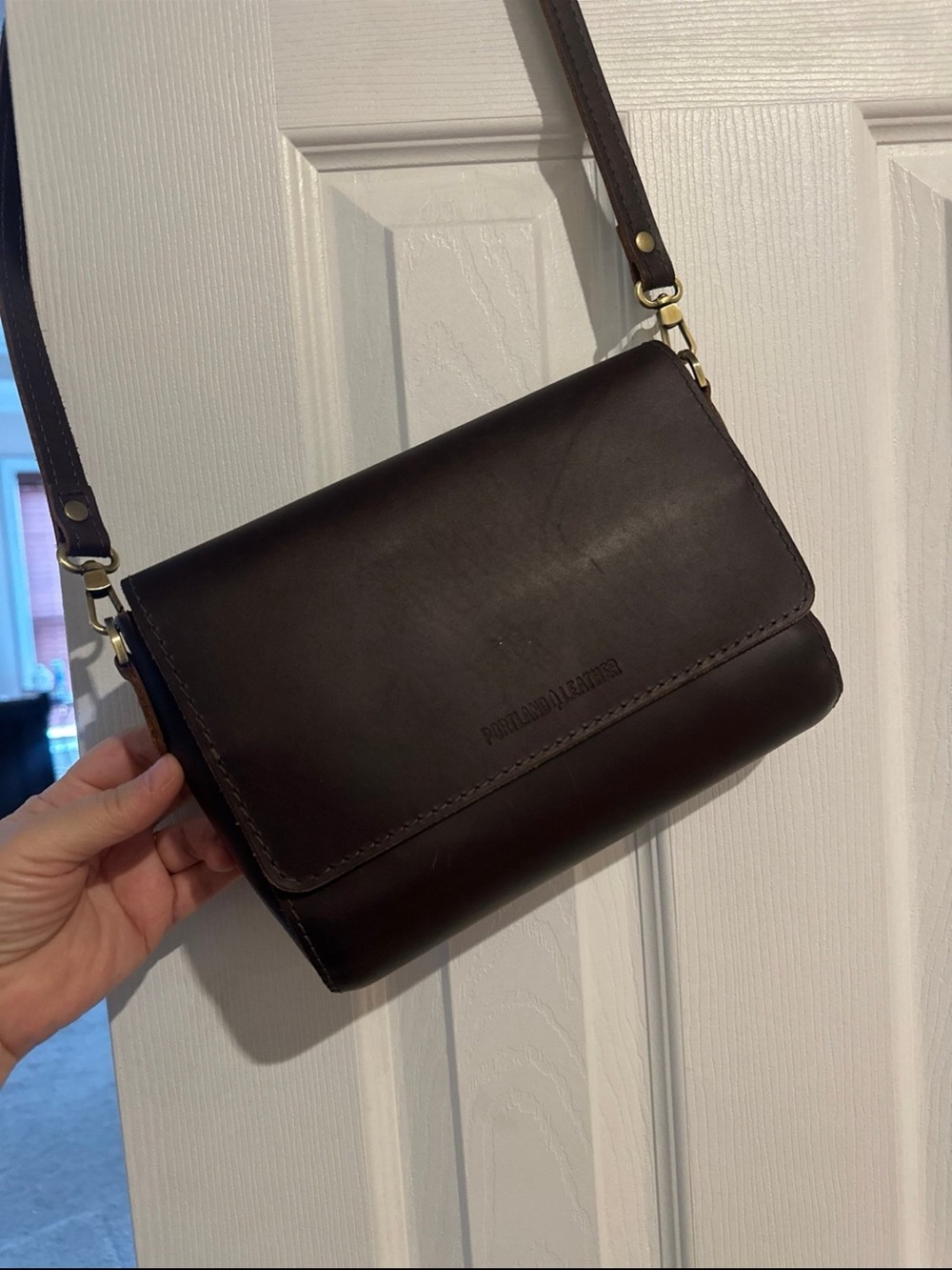 Portland Leather Dark Brown Crossbody Bag